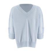 Elegant Floral Lace Sweater Ermanno Scervino , Blue , Dames