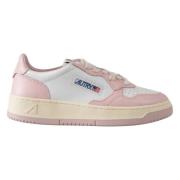 Beige en witte leren sneakers Autry , Pink , Dames