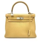 Pre-owned Leather handbags Hermès Vintage , Beige , Dames