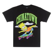 Simpsons Zwart Tee met Logo Print Market , Black , Heren