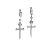 Mens Skyfall Small Sword Earrings in Silver Nialaya , Gray , Heren