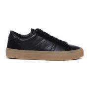 Leren Vetersneakers Zwart Biscuit Moncler , Black , Heren