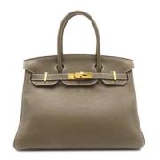 Pre-owned Leather handbags Hermès Vintage , Gray , Dames