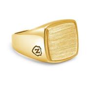 Mens Gold Plated Signet Ring with Brushed Steel Nialaya , Yellow , Her...