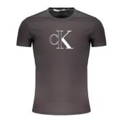 Korte Mouw Logo Print Katoenen T-shirt Calvin Klein , Black , Heren