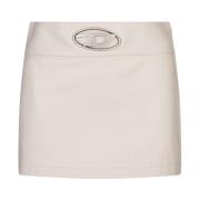 Witte Leren Korte Rok L-Dixy Diesel , White , Dames