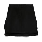 Zwarte Geborstelde Rok Laagjes Details Max Mara , Black , Dames