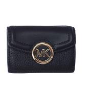 Leren Drievoudige Portemonnee met Kaartsleuven Michael Kors , Black , ...