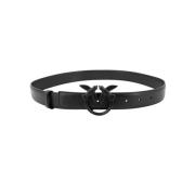 Zijdezachte leren riem met Love Birds gesp Pinko , Black , Dames