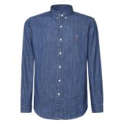 Blauwe Knoopshirt Italiaanse Kraag Ralph Lauren , Blue , Heren