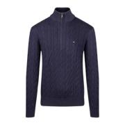 Klassieke Katoenen Kabelrits Trui Tommy Hilfiger , Blue , Heren