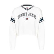 V-hals Trui Stijlvol Ontwerp Tommy Hilfiger , White , Dames