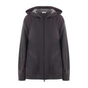 Donkergrijze Zip Hoodie Brunello Cucinelli , Gray , Dames