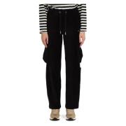 Fluwelen cargobroek met geribbelde textuur Sun68 , Black , Dames