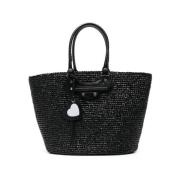 Zwarte leren tote tas met klinknagel details Balenciaga , Black , Dame...