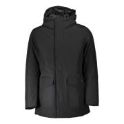 Zwarte parka met afneembare bont Woolrich , Black , Heren