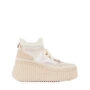 Mesh Wedge Sneakers uit de Nama-lijn Chloé , Beige , Dames