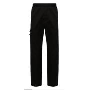 Zwarte Katoenen Twill Broek Moncler , Black , Heren