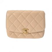 Pre-owned Leather chanel-bags Chanel Vintage , Beige , Dames