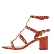 Pre-owned Leather sandals Valentino Vintage , Orange , Dames