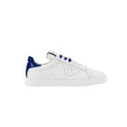 Witte leren sneakers met blauwe details Armani , White , Heren