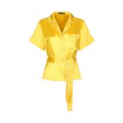 Zijden overhemd met ceintuur Dolce & Gabbana , Yellow , Dames