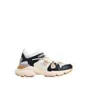 Leren en Technische Stof Sneaker - Beige, Zwart, Grijs Tod's , Multico...