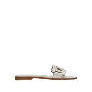 Witte Leren Gevlochten Sandaal Tod's , White , Dames