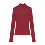 Rode Solar Sweater Katoen Wol Bordeaux Courrèges , Red , Dames