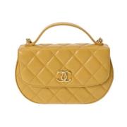 Pre-owned Leather chanel-bags Chanel Vintage , Yellow , Dames