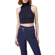 Blauwe Mesh Top Elisabetta Franchi , Blue , Dames