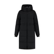 Lange Zwarte Puffer Parka Woolrich , Black , Dames