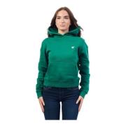 Groene hoodie met rood driehoekslogo Guess , Green , Dames