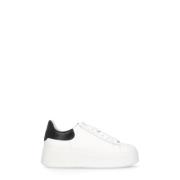 Witte Leren Sneakers met Contrasterende Hiel ASH , White , Dames