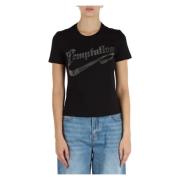 Katoenen T-shirt met aangebrachte strass Richmond , Black , Dames