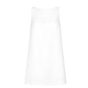 Zijde katoenmix brokaateffect jurk Dolce & Gabbana , White , Dames