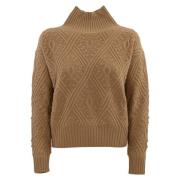 Argyle Cashmere Sweater High Neck Max Mara Studio , Brown , Dames