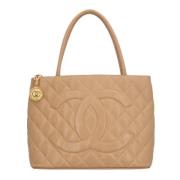 Pre-owned Leather chanel-bags Chanel Vintage , Beige , Dames