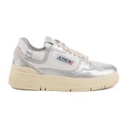 Witte/zilveren leren damessneakers Autry , White , Dames