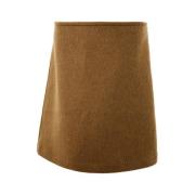 Elegante Wollen Midi Rok in Bruin Bottega Veneta , Brown , Dames