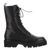 Zwarte Leren Veterschoenen Sartore , Black , Dames