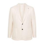 Beige Wollen Blend Jas met Broche Tagliatore , Beige , Heren