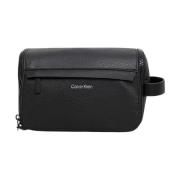 Zwarte PU-leren toilettas Calvin Klein , Black , Heren