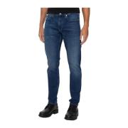 Slim katoen stretch jeans - Blauw Denim Calvin Klein , Blue , Heren