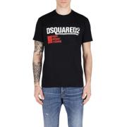 Logo Print Katoenen T-shirt, Ronde Hals Dsquared2 , Black , Heren