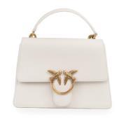 Leren handtas met Love Birds gesp Pinko , White , Dames