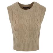 Gebreide Mouwloze Sweater Vest Ralph Lauren , Beige , Dames