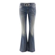 Bootcut denim jeans met logodetail Diesel , Blue , Dames