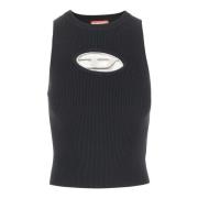 Zwarte Mouwloze Tanktop met Uitsnijding Diesel , Black , Dames