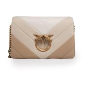 Chevron Love Birds Schoudertas Pinko , Beige , Dames